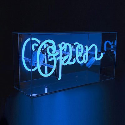 "Open" Glas Neon Box - TOM NEON