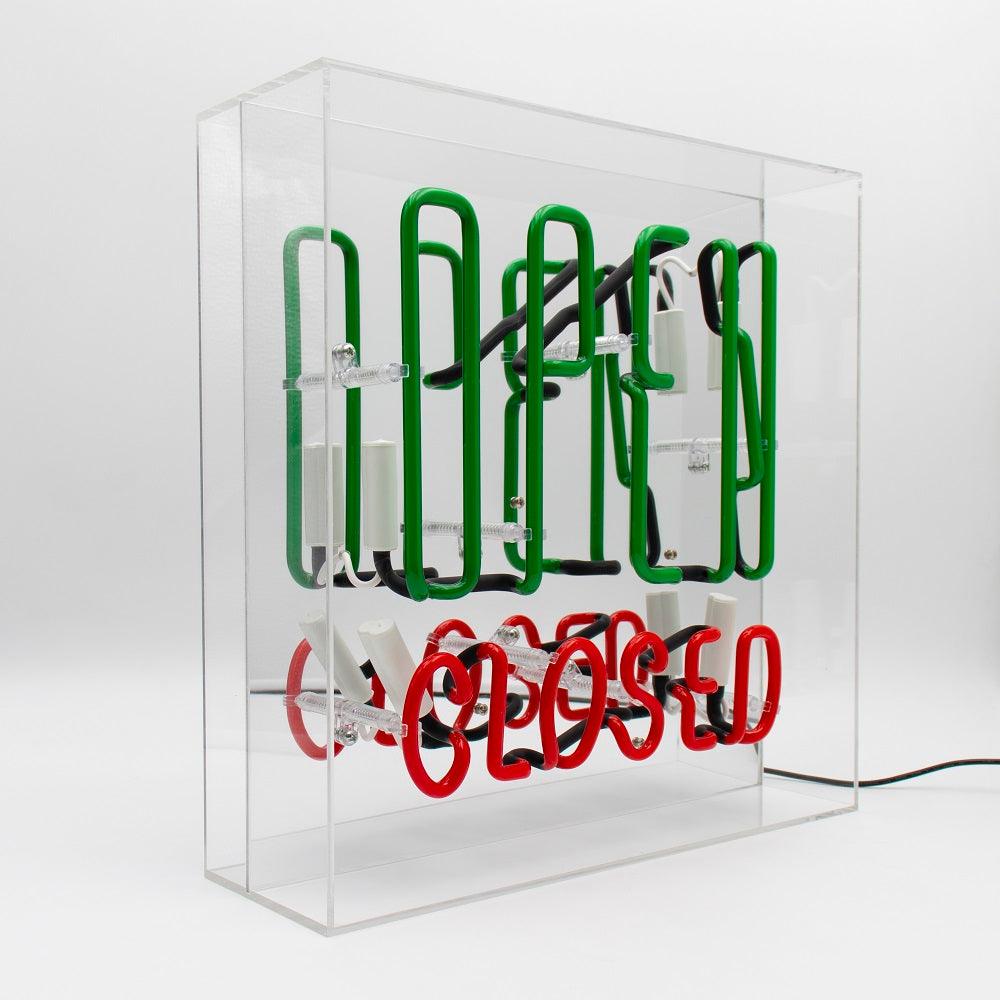 "Open / Closed" Large Glas Neon Box - TOM NEON
