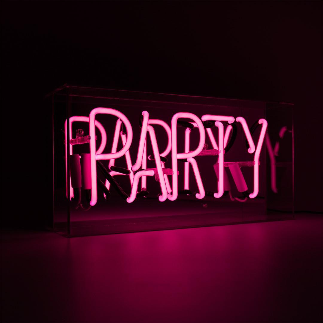 "Party" Glas Neon Box - TOM NEON