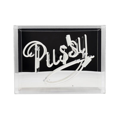 "Pussy" Glas Neon Box - TOM NEON