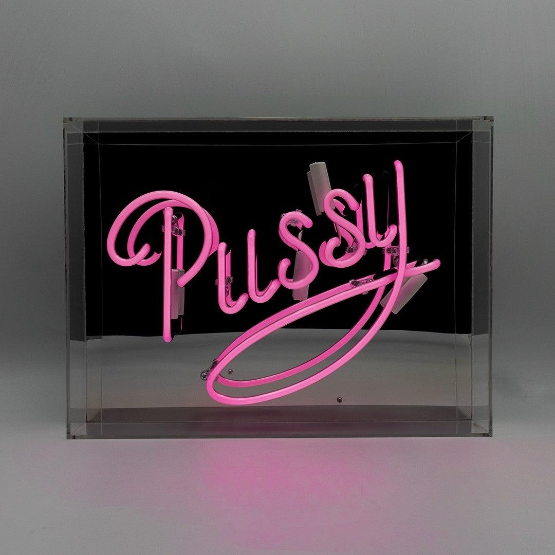 "Pussy" Glas Neon Box - TOM NEON