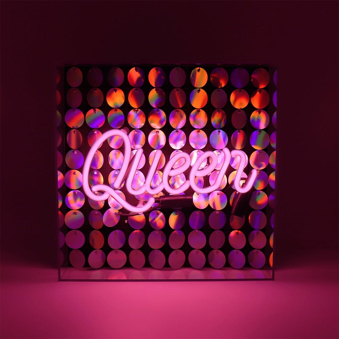 "Queen" Glas Neon Box - TOM NEON