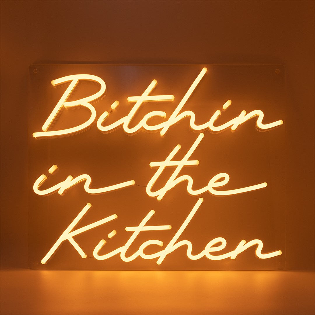 "Bitchin in the Kitchen" neon sign lettering LED light