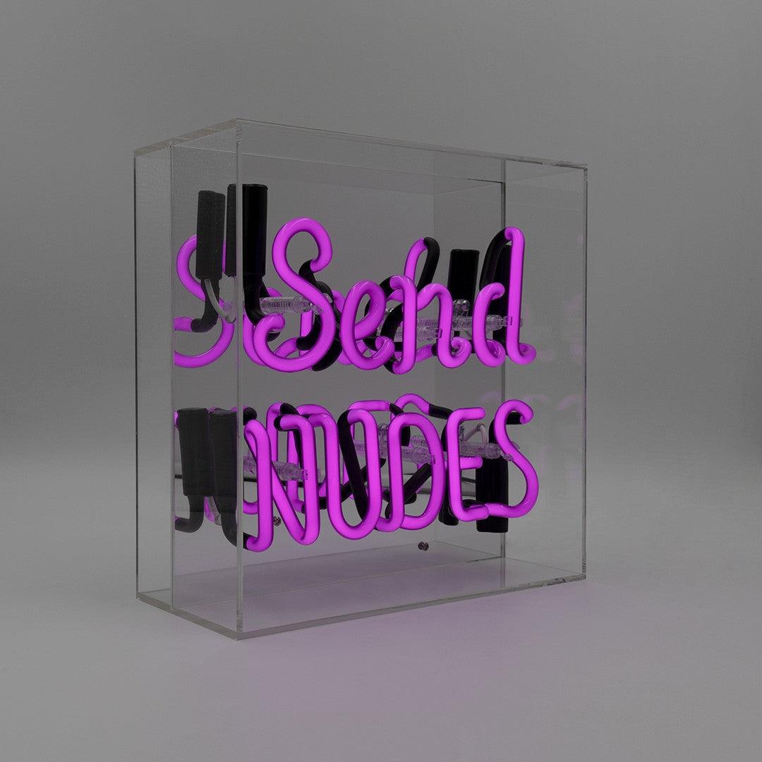 "Send Nudes" Glas Neon Box - TOM NEON