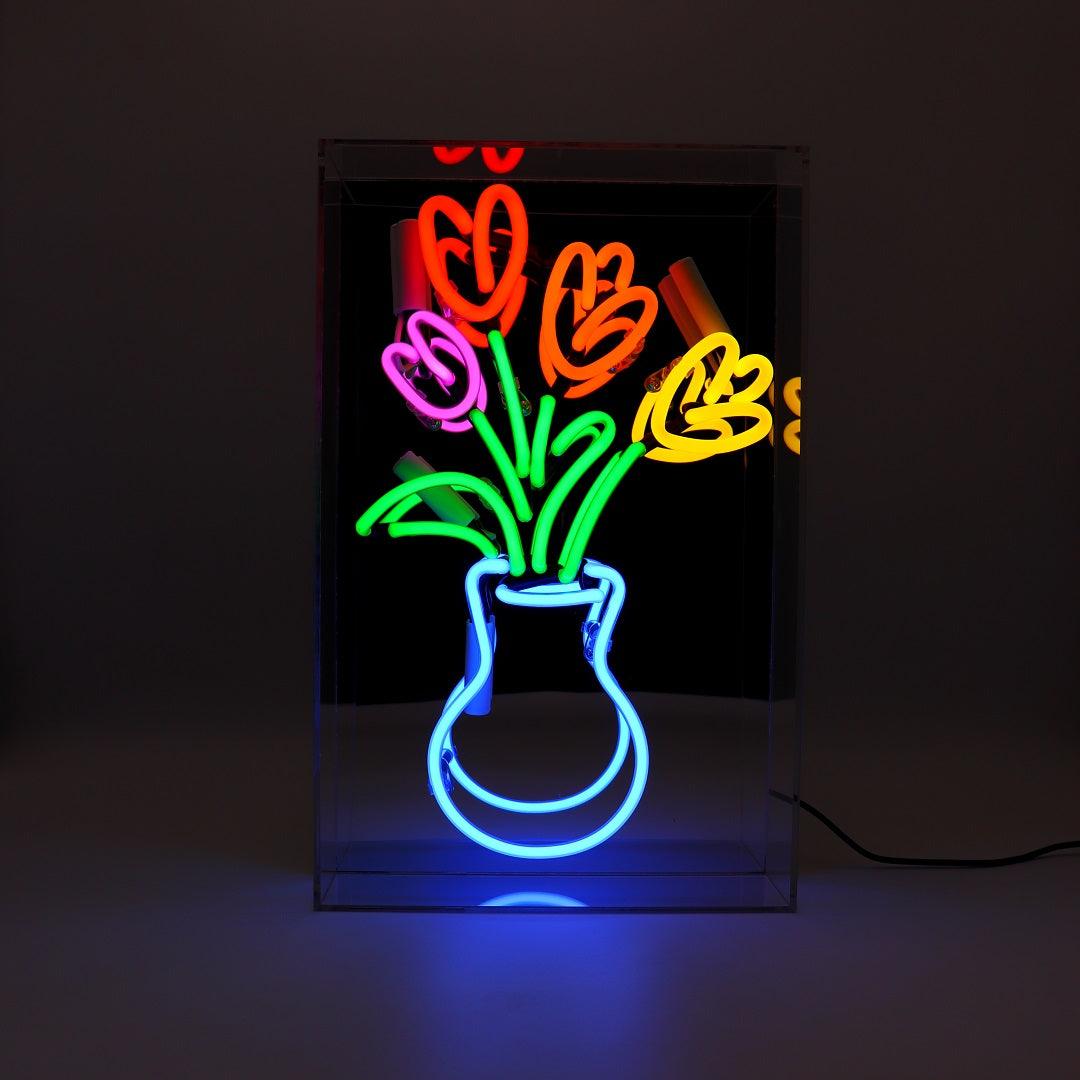 "Tulips" Large Glas Neon Box - TOM NEON