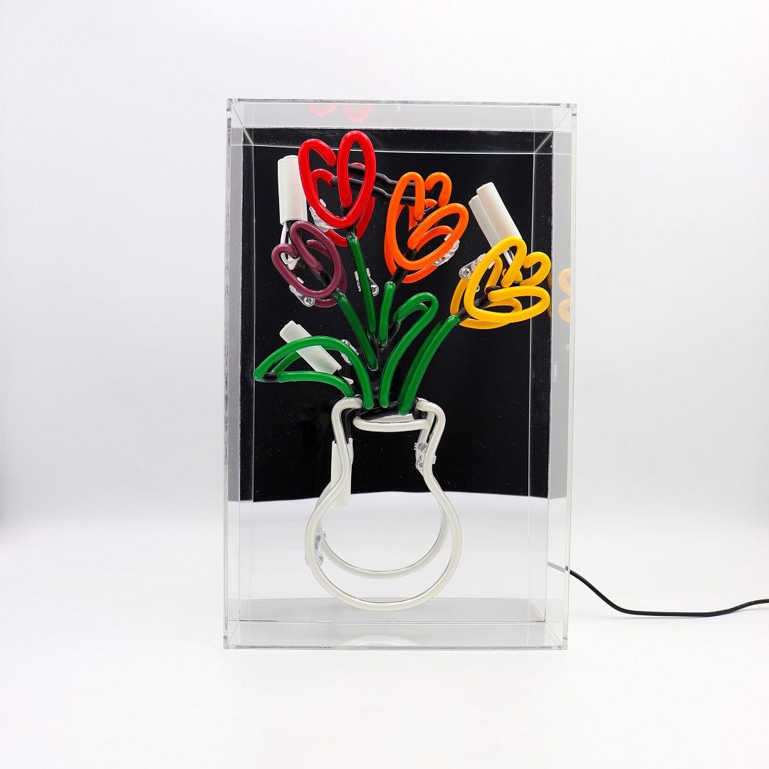 "Tulips" Large Glas Neon Box - TOM NEON