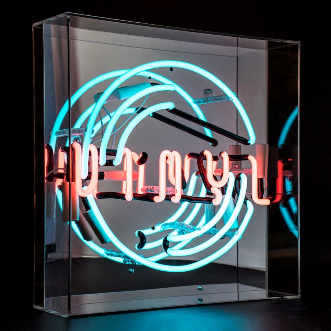 "Vinyl" Large Glas Neon Box - TOM NEON