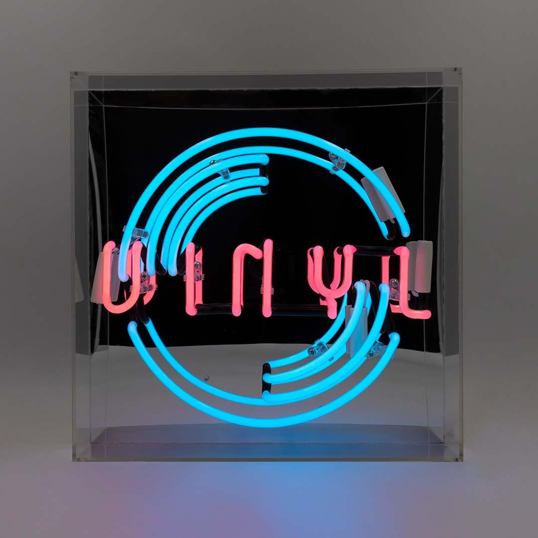 "Vinyl" Large Glas Neon Box - TOM NEON