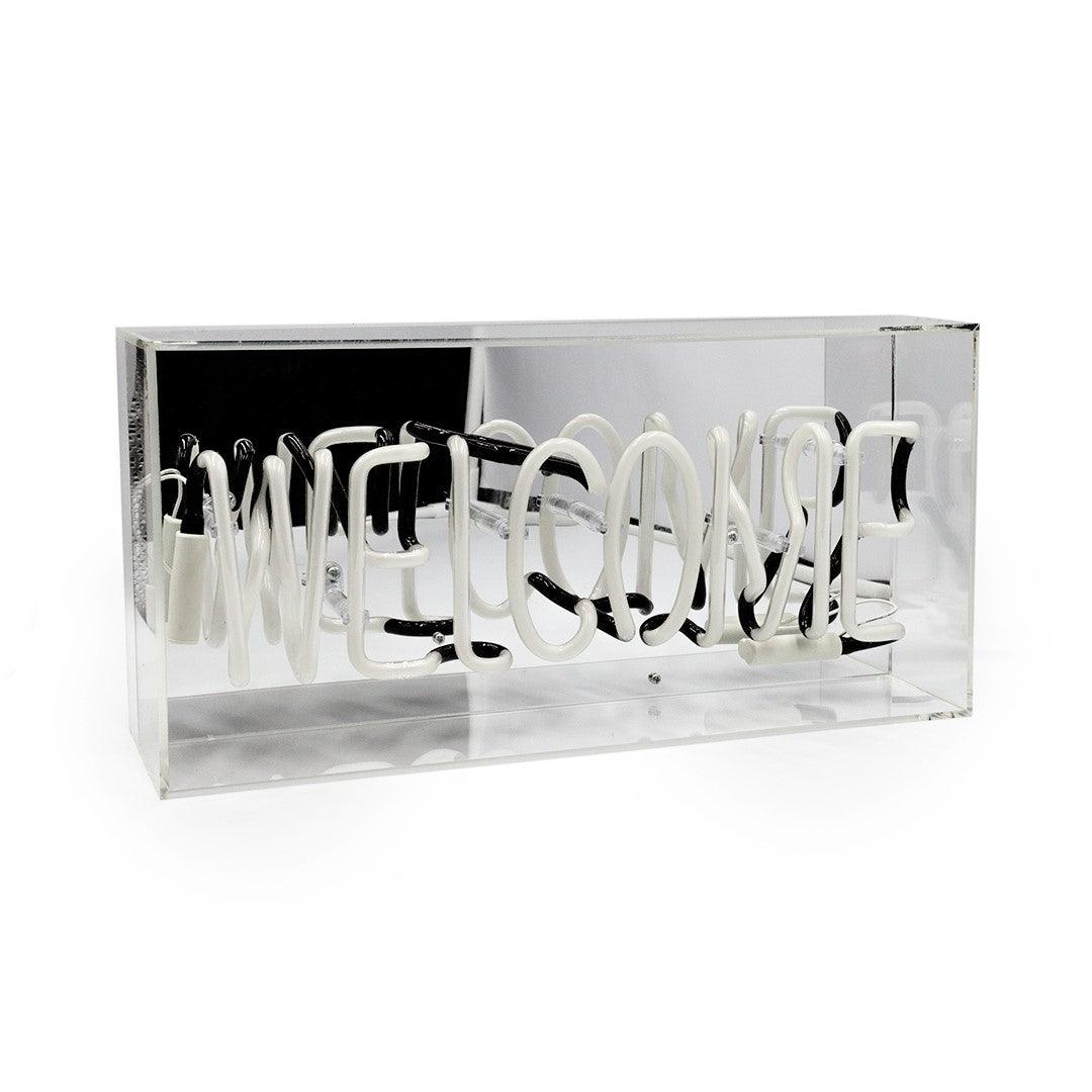 "Welcome" Glas Neon Box - TOM NEON