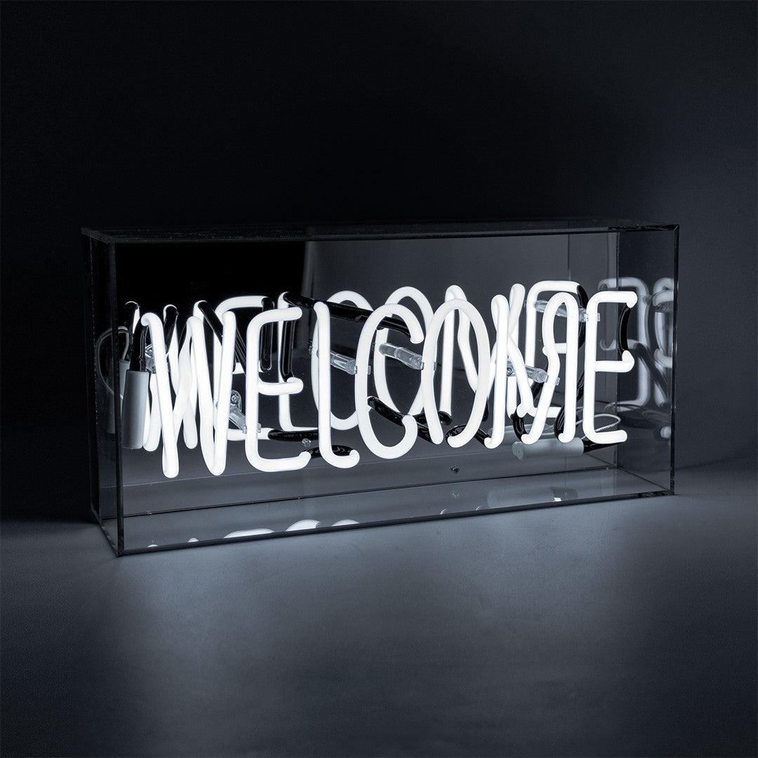 "Welcome" Glas Neon Box - TOM NEON