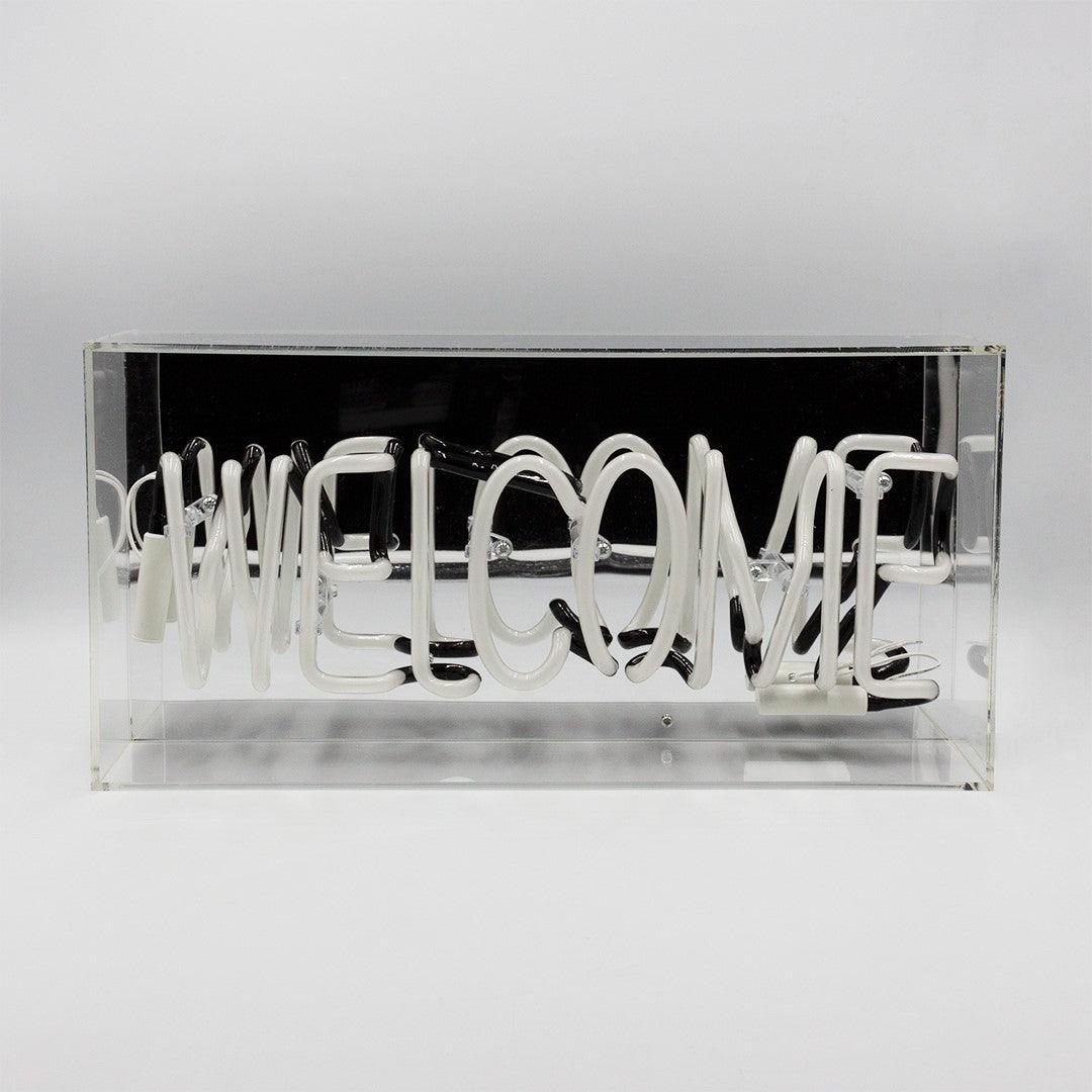 "Welcome" Glas Neon Box - TOM NEON