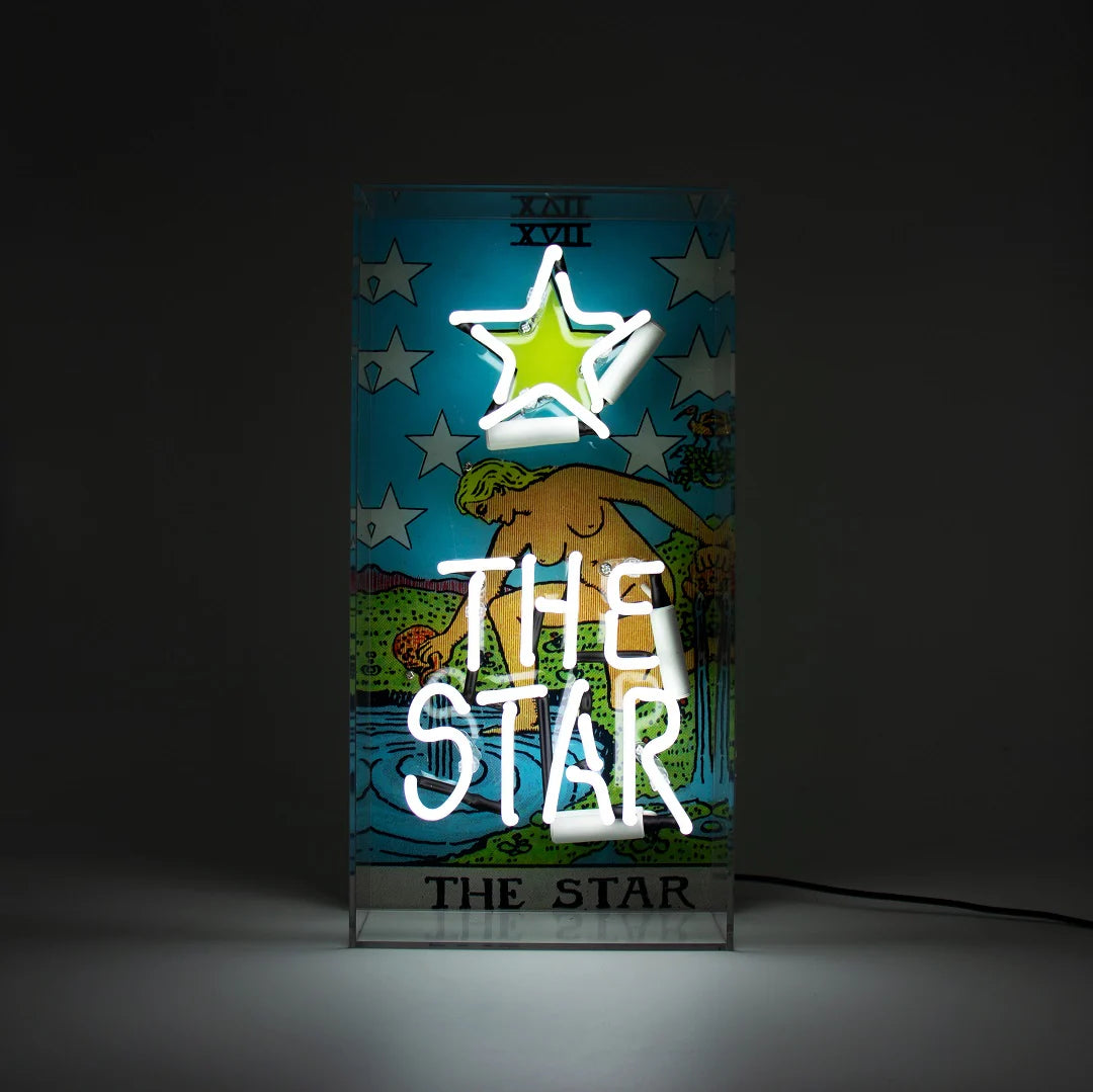 "Tarot The Star" Glas Neon Box