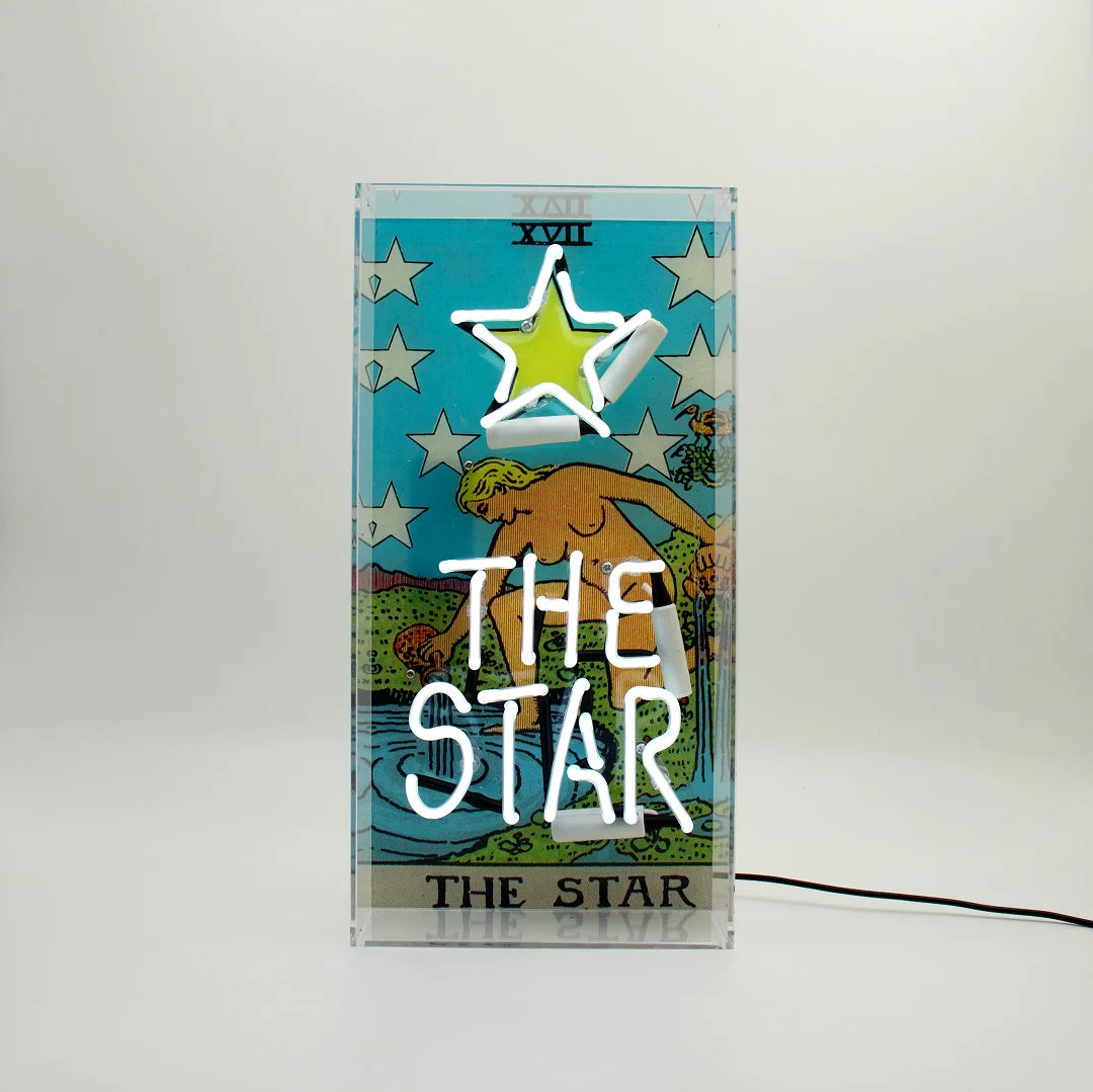 "Tarot The Star" Glas Neon Box