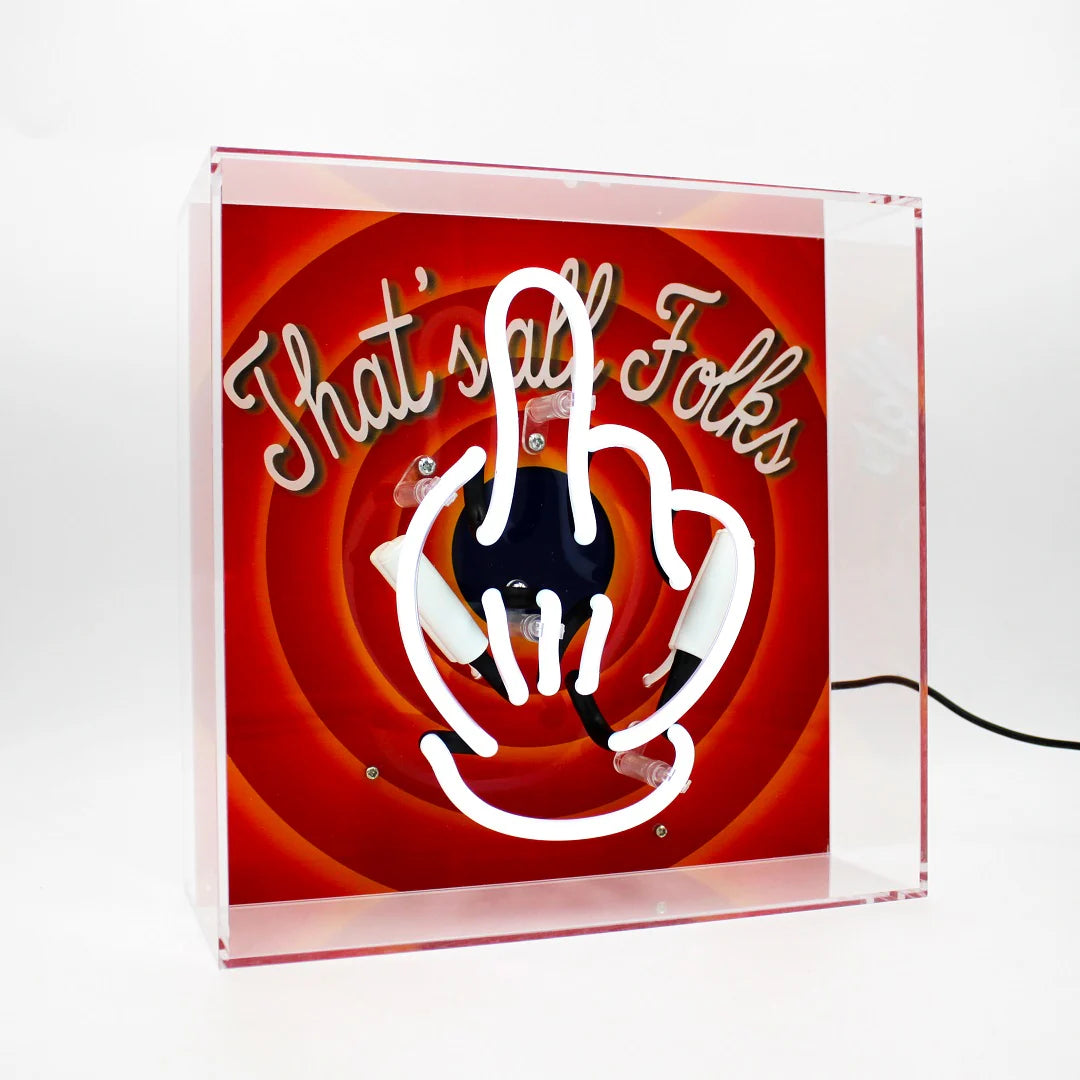 "That's all Folks" Glas Neon Box