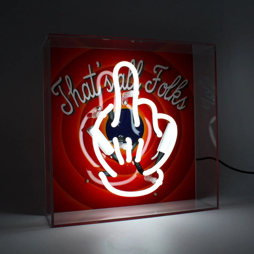 "That's all Folks" Glas Neon Box