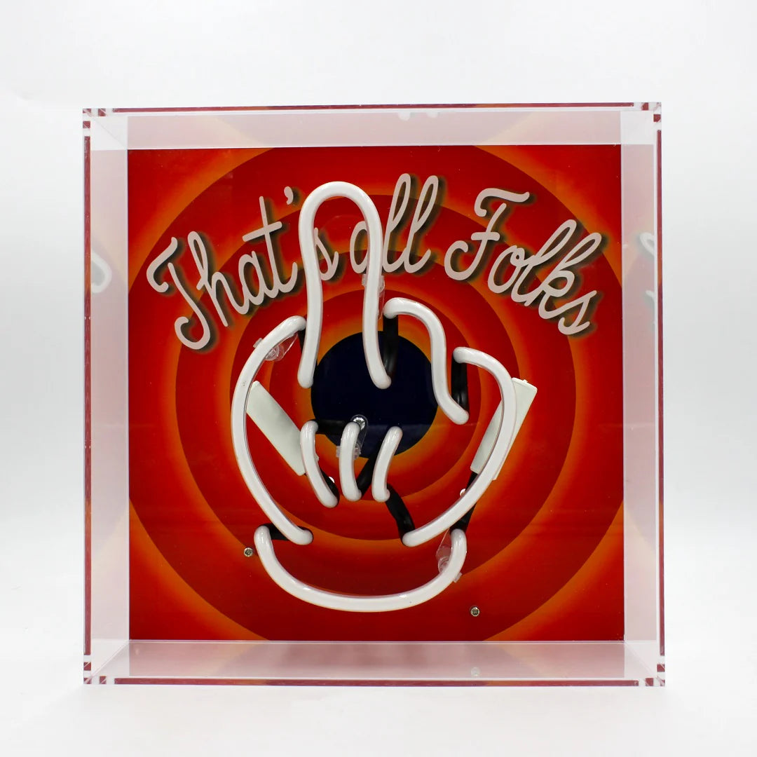 "That's all Folks" Glas Neon Box