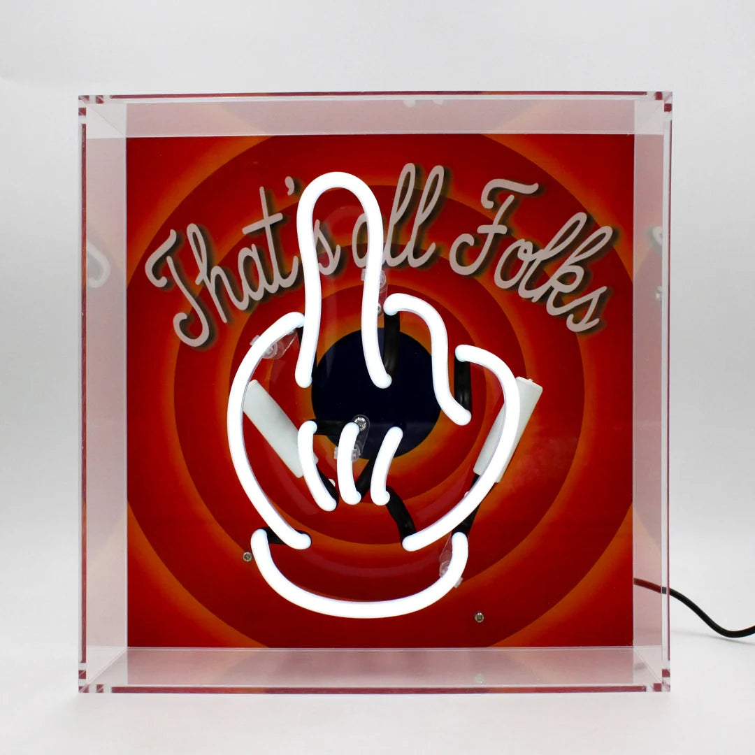 "That's all Folks" Glas Neon Box