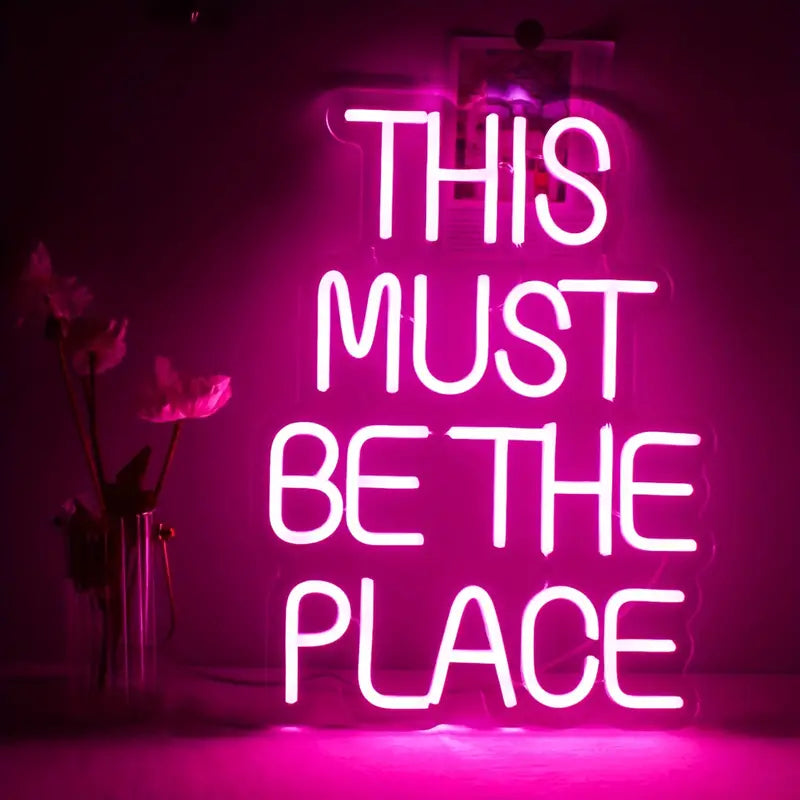 This must be the place led neon lettering - USB neon shield Sign - Perfect gift idea