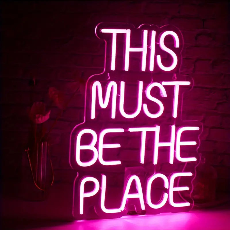 This must be the place led neon lettering - USB neon shield Sign - Perfect gift idea