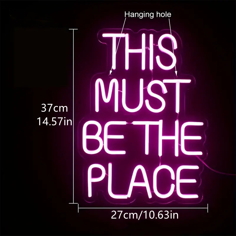 This must be the place led neon lettering - USB neon shield Sign - Perfect gift idea