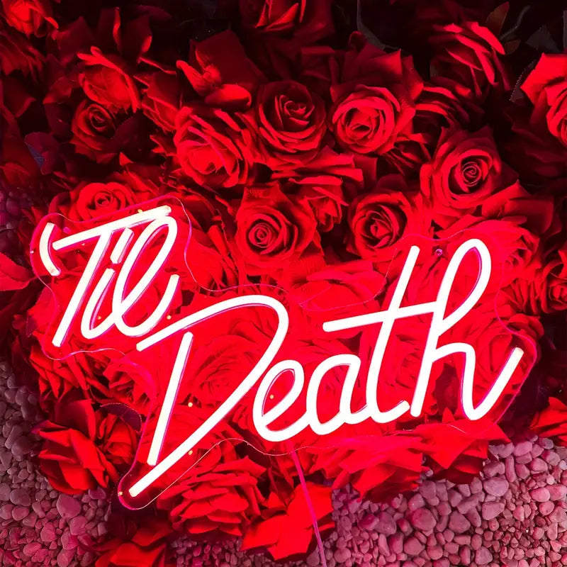 Til Death LED Neon Schriftzug – USB Neonschild Sign – Perfekte Geschenkidee