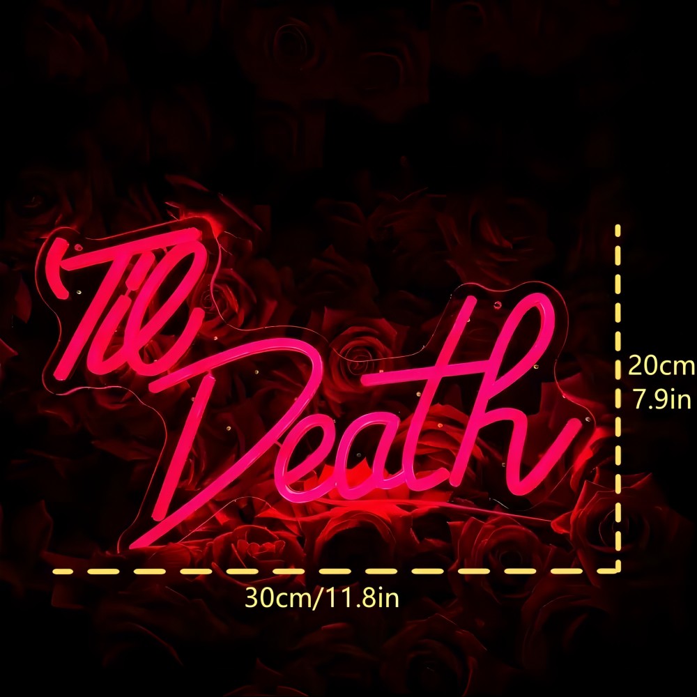 Til Death LED Neon Schriftzug – USB Neonschild Sign – Perfekte Geschenkidee