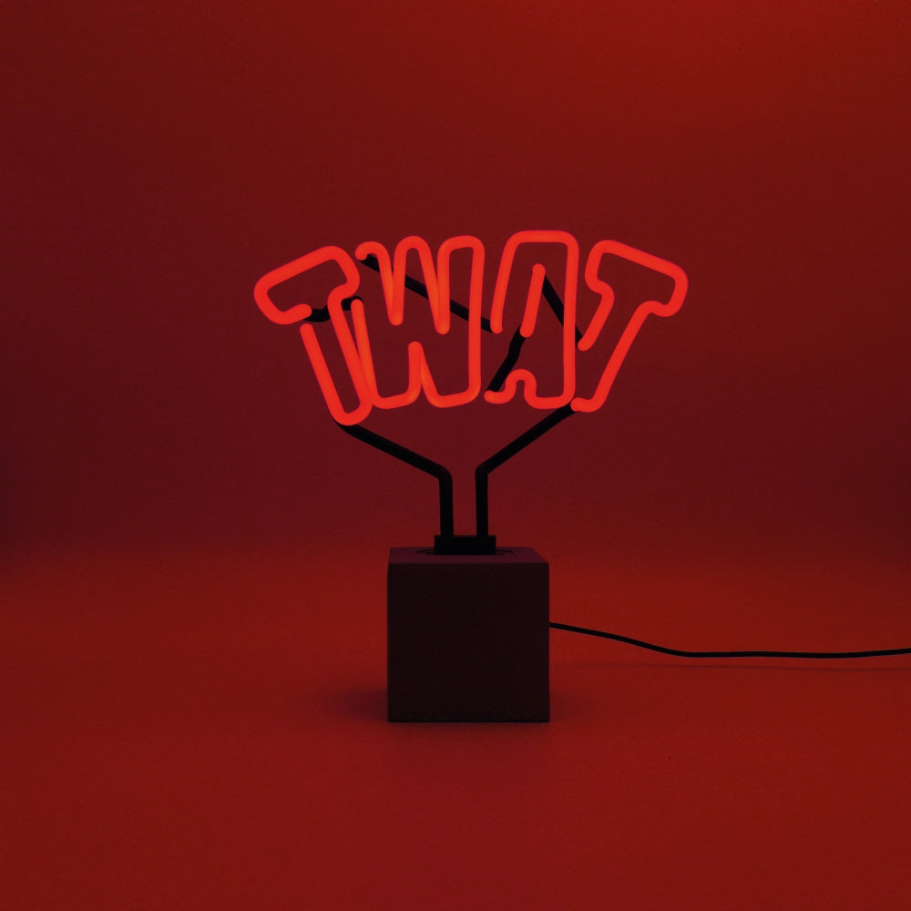 "Twat" Glas Stand-Neon