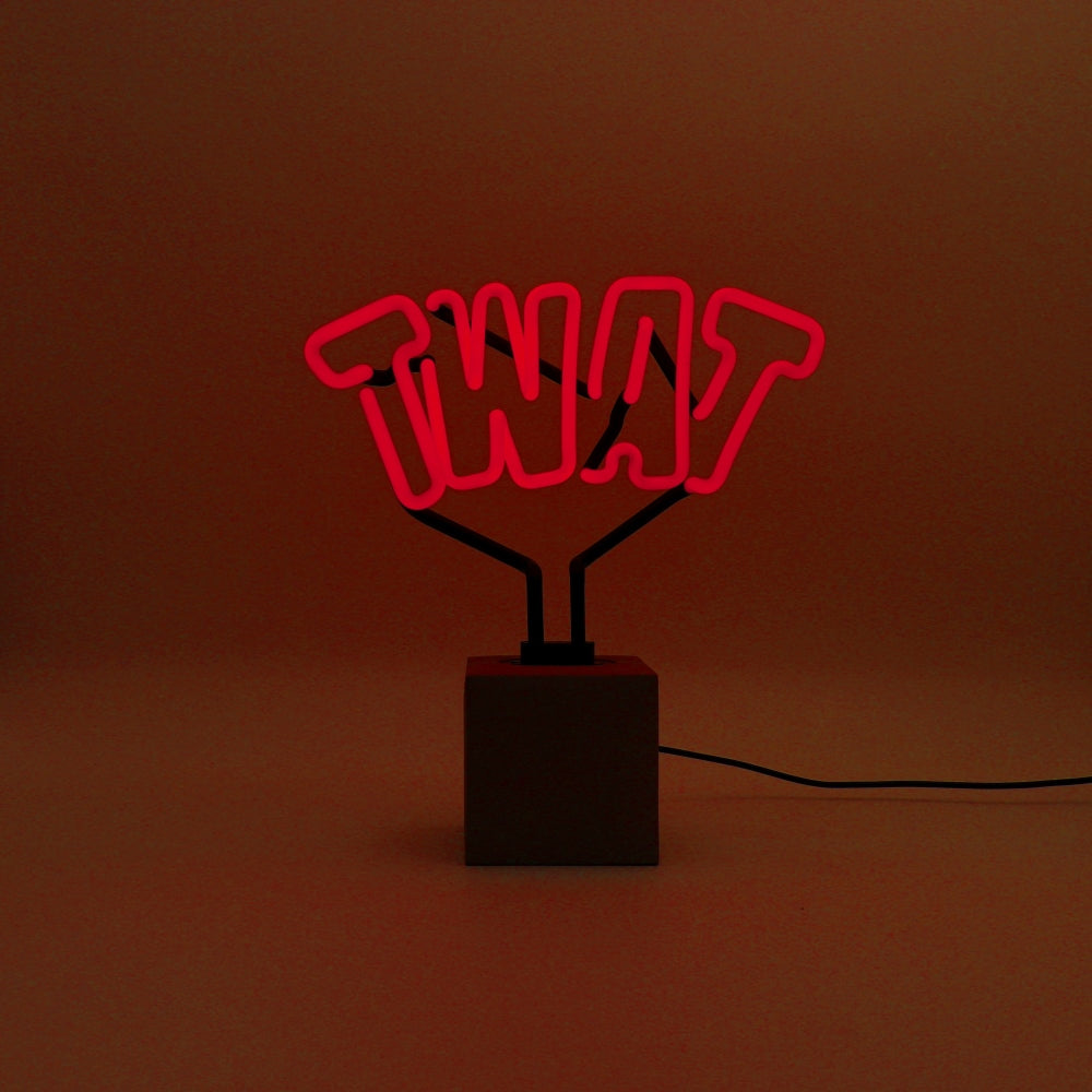 "Twat" Glas Stand-Neon