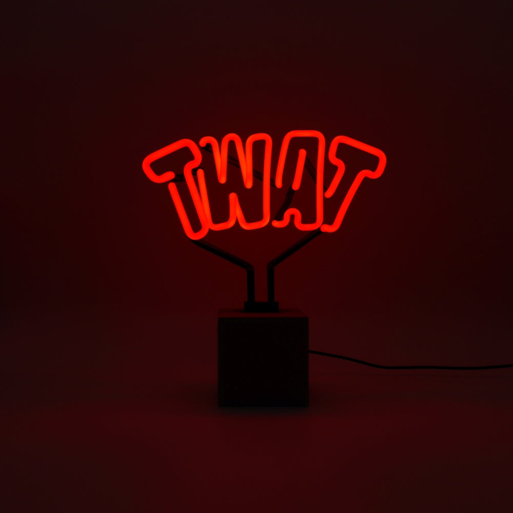 "Twat" Glas Stand-Neon