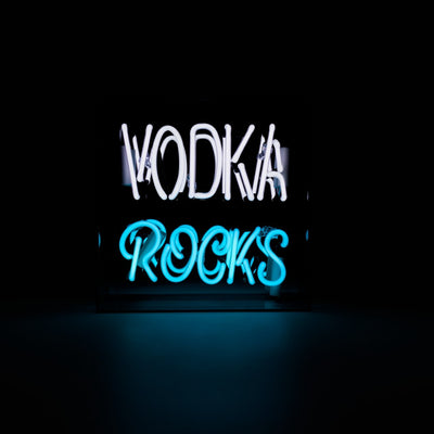 Vodka Rocks Glas Neon Box | Cooles Neon Schild für stilvolle Drinks & starke Statements