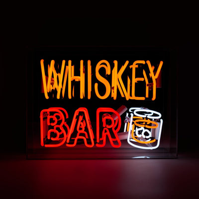 Whiskey Bar Glas Neon Box | Leuchtendes Neon Schild für stilvolle Genussmomente