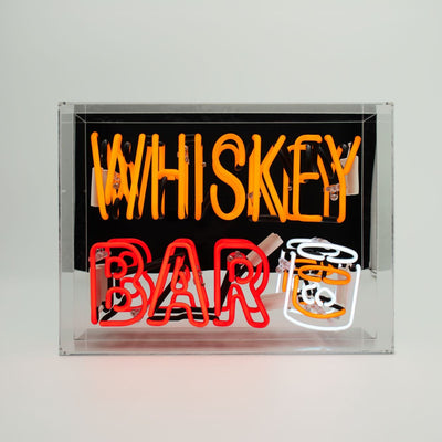Whiskey Bar Glas Neon Box | Leuchtendes Neon Schild für stilvolle Genussmomente