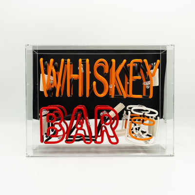 Whiskey Bar Glas Neon Box | Leuchtendes Neon Schild für stilvolle Genussmomente