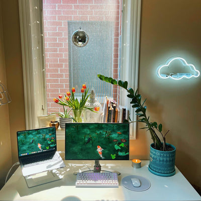 "Wolke" Glas Wand Neon Schild  – Leuchtend weiße Neon Wolke für sanfte Wanddekoration | Neon Sign aus Glas
