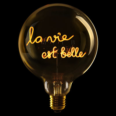 "la vie est belle" LED Deko-Glühbirne – Botschaftsleuchte