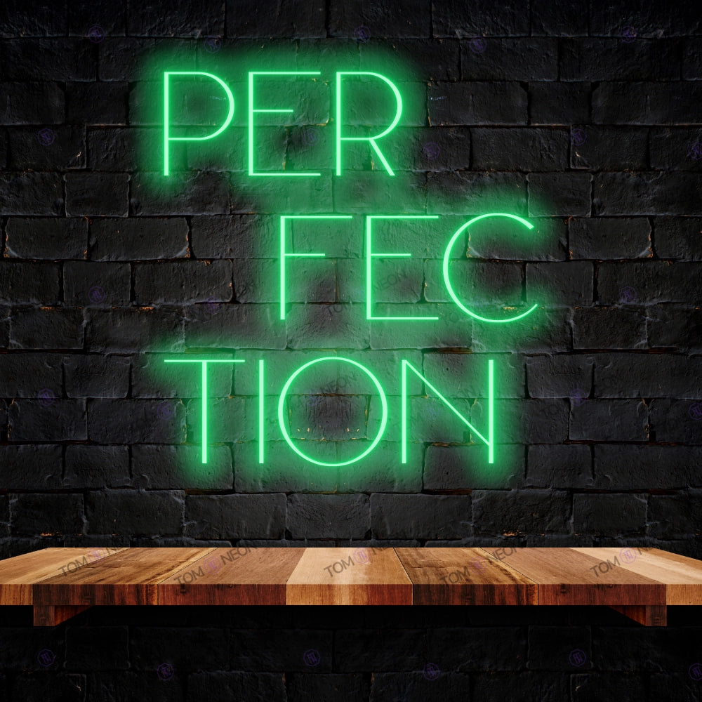 Perfection LED neon lettering sign - Elegant LED neon shield | Tom Neon