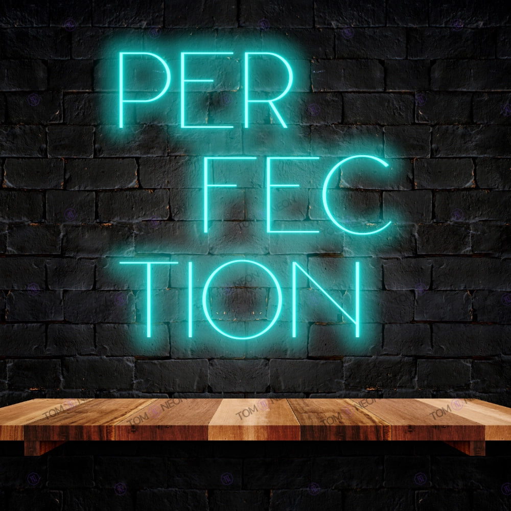 Perfection LED neon lettering sign - Elegant LED neon shield | Tom Neon