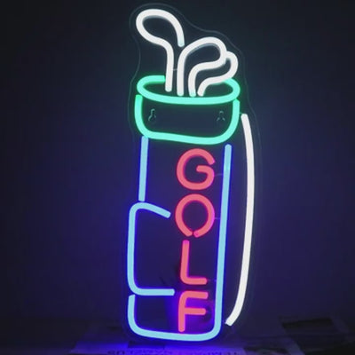 Golf mit Schlägern LED Neon Schild – USB Neonschild Sign – Perfekte Geschenkidee | TOM NEON